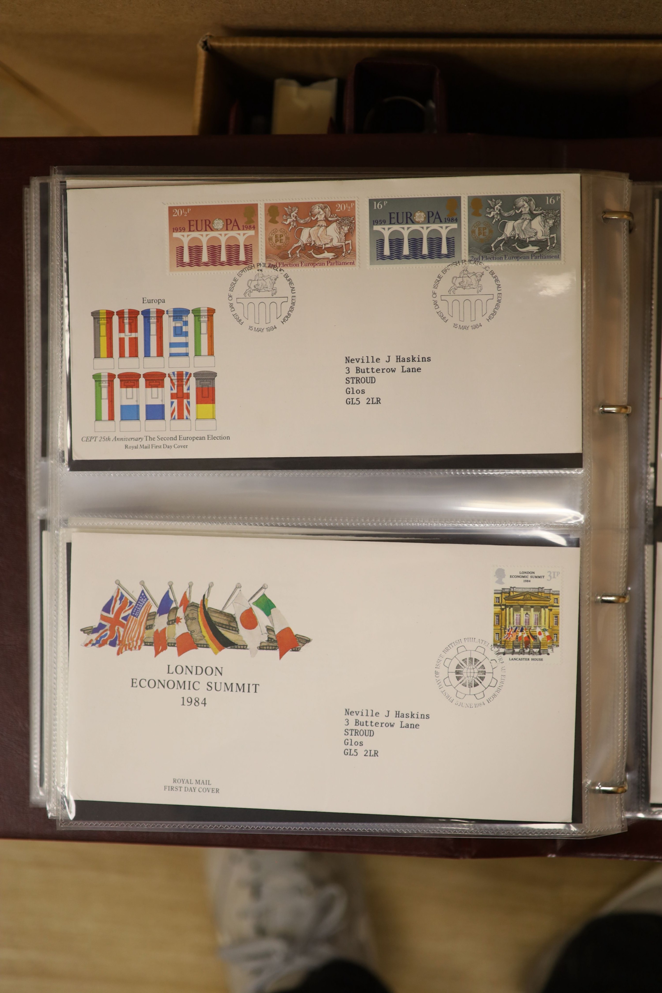 Great Britain first day covers in 11 albums from 1960s – 2008, including many coin covers, in two boxes